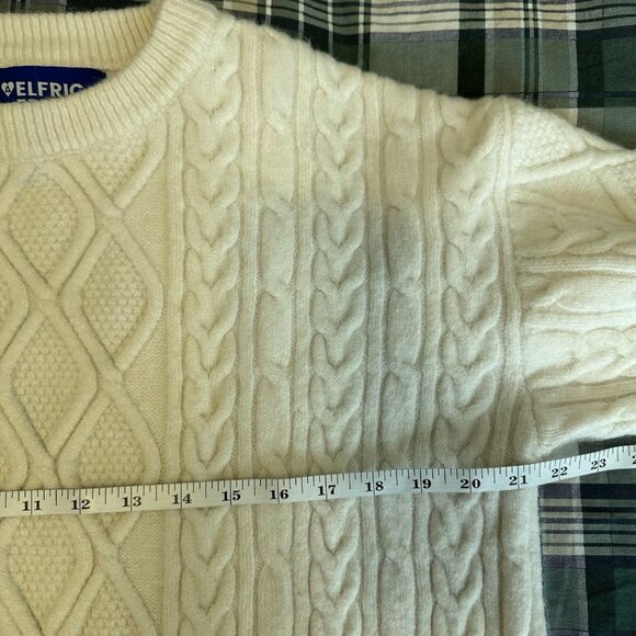 Aelfric Eden White Cable Knit Crewneck Sweater - Picture 10 of 11